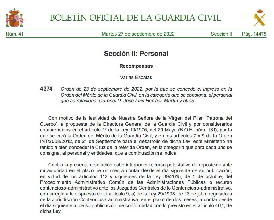 Boletín Guardia Civil 27 de septiembre 